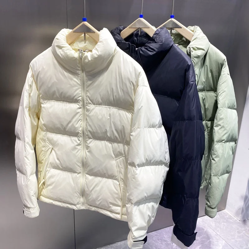 

Thickened Casual Men's down Jacket White Duck Feather Stand Collar Winter Warm Outerwear Stylish Youthful Polyester Fiber