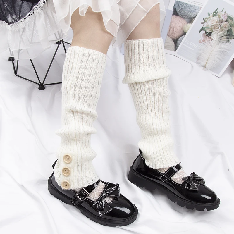 

Women Hot Japanese Lolita Sweet Girls Leg Warmer Knit Socks Wool Ball Knitted Foot Cover Cosplay Autumn Winter Punk Y2k Socks