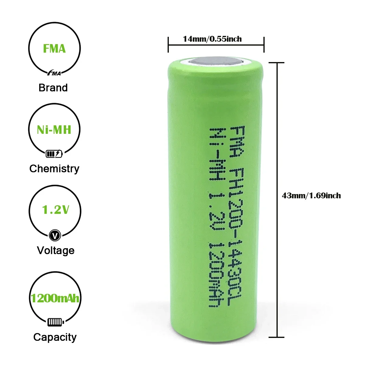 10 stks FMA 1.2 V Ni-Mh Ni-Cd Batterij 350-2000 mAh Maat 1/3AA 2/3AA 4/5AA AA DIY voor Draadloze Telefoon Elektrisch Scheerapparaat Model Speelgoed