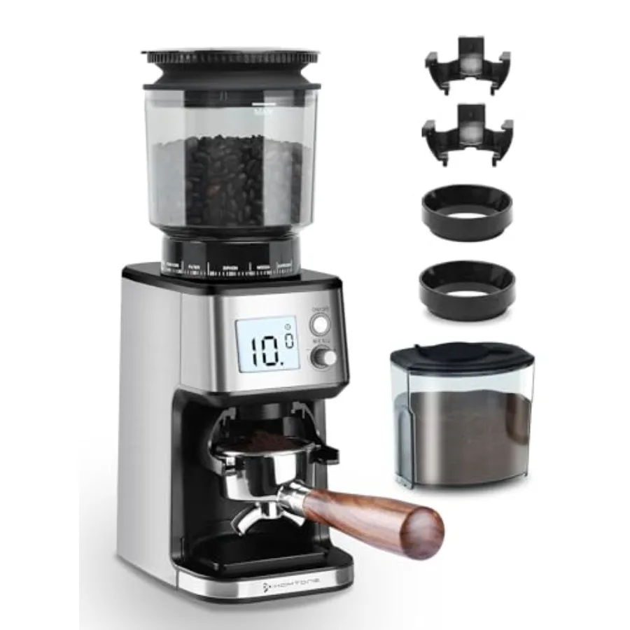 

Conical Burr Coffee Grinder 51mm Stepless Electric Espresso Grinder with Grind Settings Automatic Timer Low Noise with Portafil
