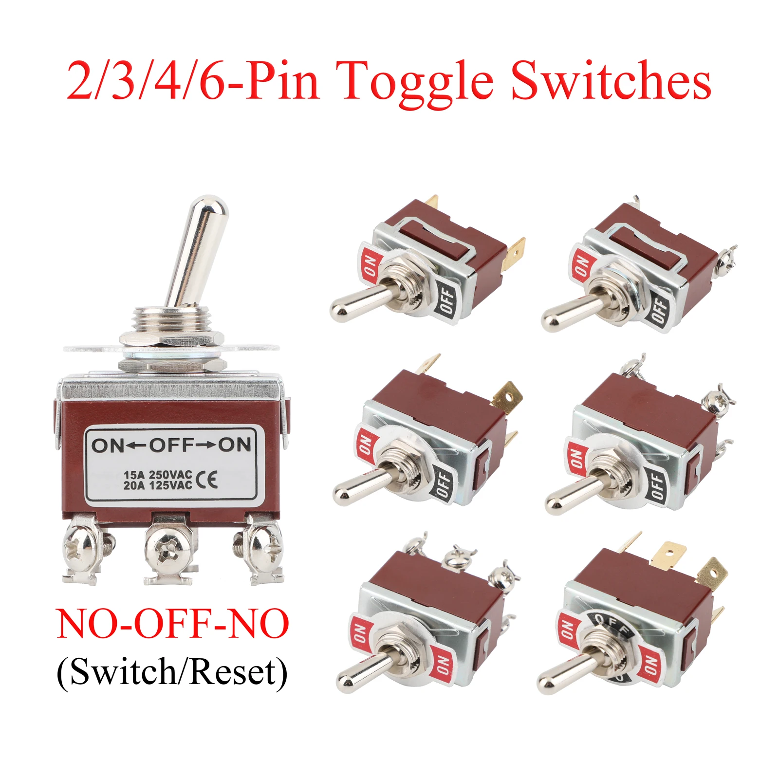 10Pcs Waterproof Car Rocker Toggle Switches - 2/3/4/6 Pin 15A 250VAC/20A 125VAC ON/OFF