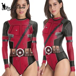 [You're My Secret] Adult Superhero Deadpool Wolverine 3D Printed One Piece Swimsuits Halloween Cosplay Costumes Party Bodysuits