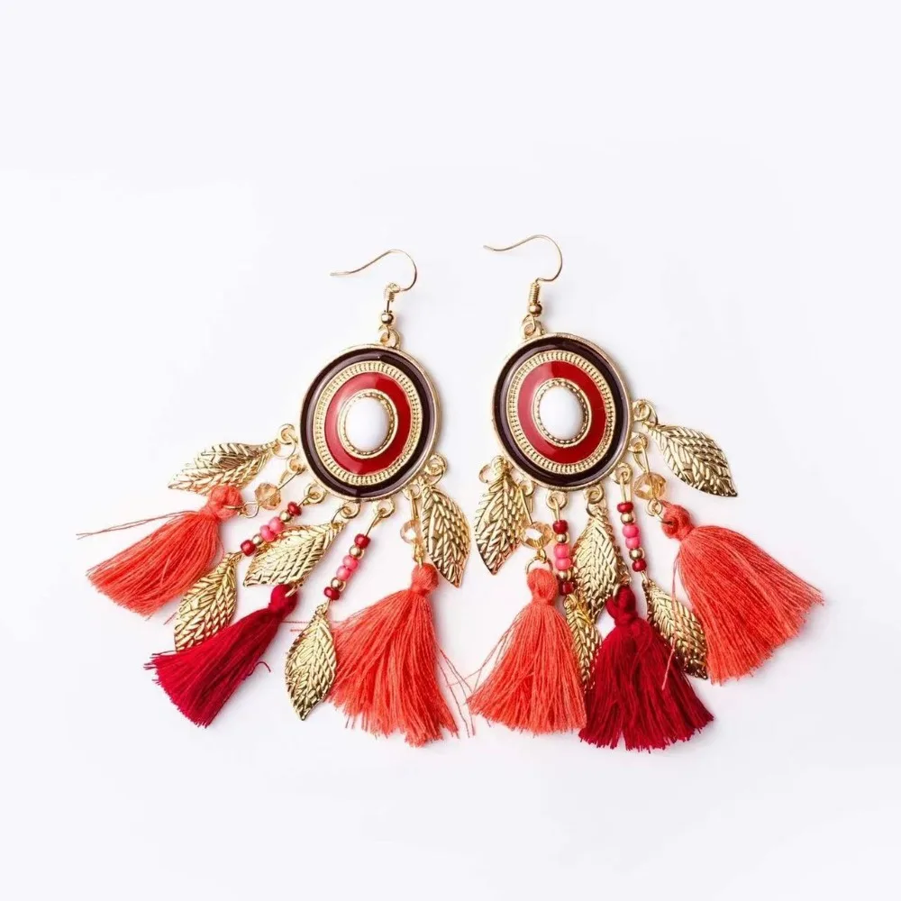 

Fashion Alloy Bohemian Style Earrings with Tassel Long Tassel Earrings Large Elegant Earrings