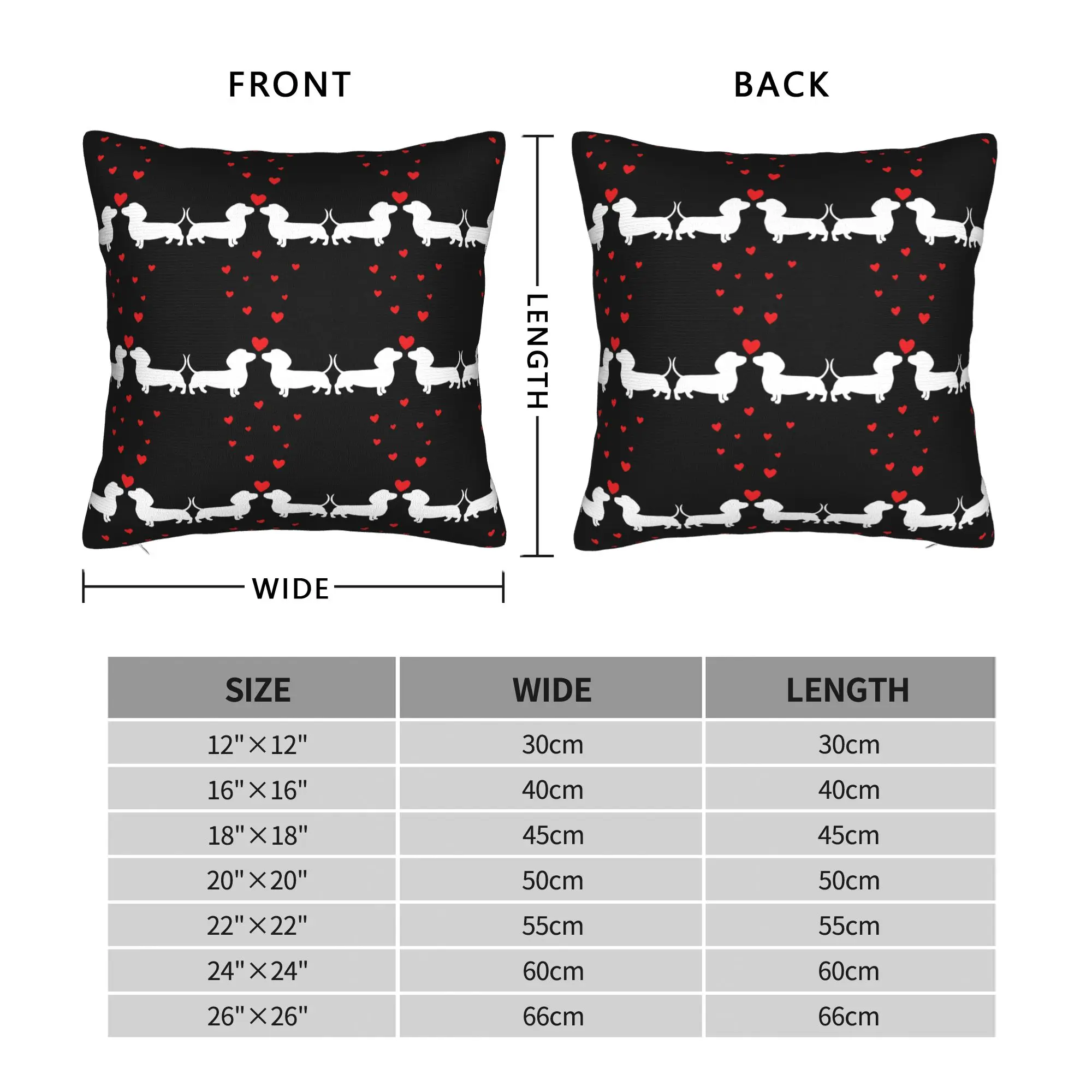 Valentine's Day Kissing Dachshunds Pillow Case  Graphic Pillow Cover Kawaii Cushion Cover For Sofa Car Home Decor