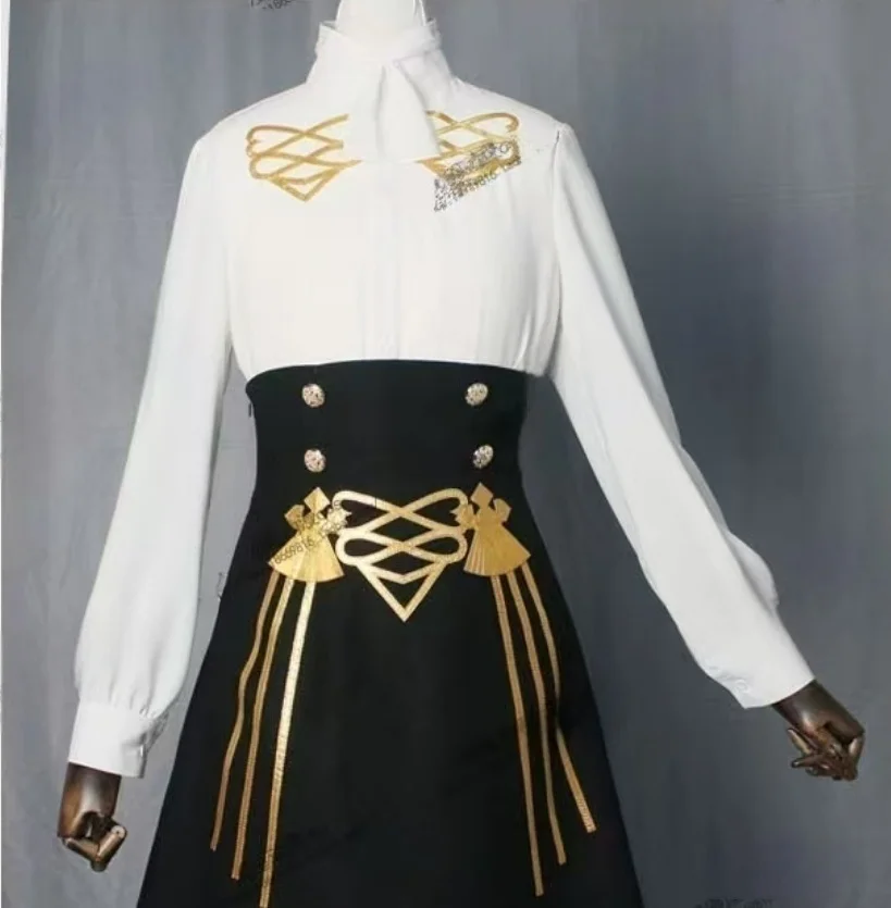 Vestido dorado negro de escenario de batalla elegante, disfraz de Cosplay, traje de princesa Sexy, emblema de fuego, Carnaval personalizado para adultos