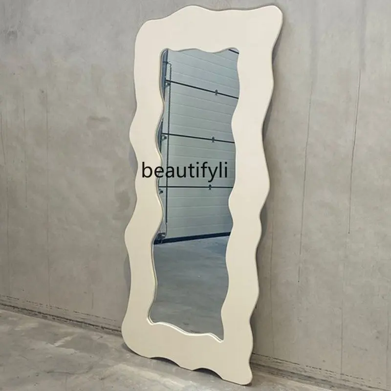 zq Nordic Wave Full-Length Mirror Art Floor Mirror Girls' Home Bedroom Clothing Store Dressing Mirror