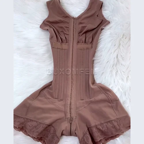 Imagen 2 del producto Fajas colombianas sin mangas con pecho frontal para mujer, Body modelador sin costuras, Fajas, cinturón delgado moldeador posquirúrgico para BBL