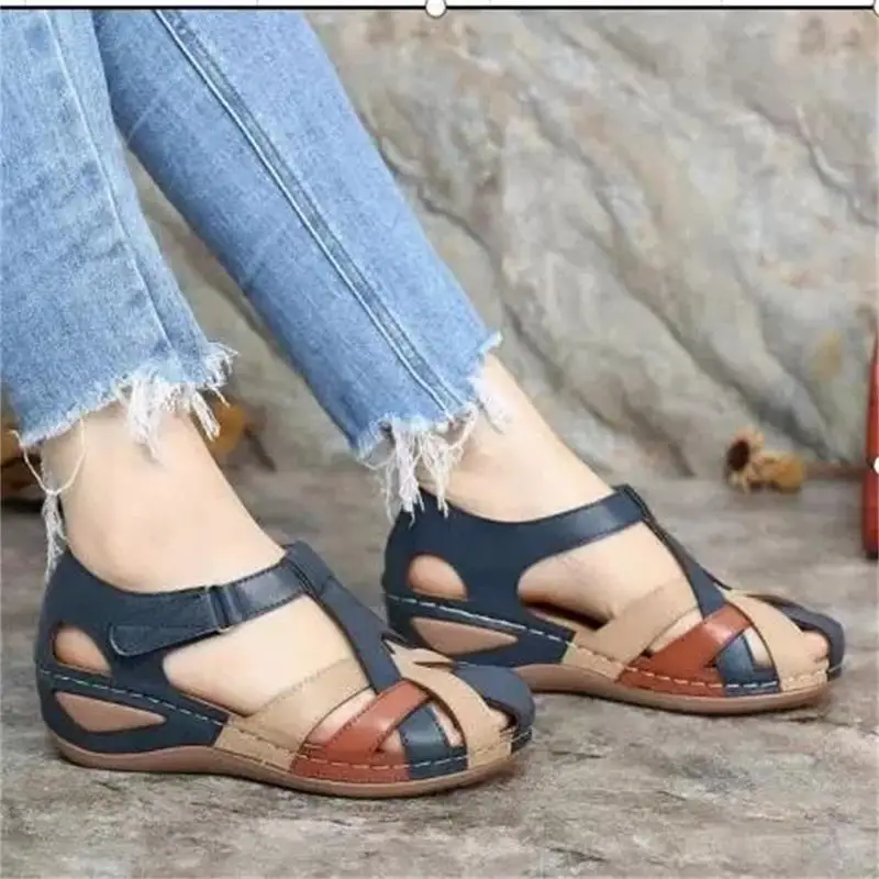 Women Sandals Soft Boottom Low Heels Summer Shoes For Women Mix Color Heeled Sandals Summer Women\'s Shoes Heel Footwear Female