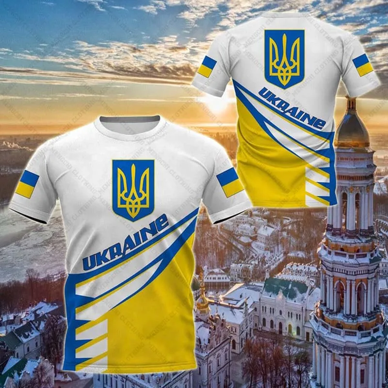 Personalized Summer Casual Ukraine Shield Black Graphic T-shirts Unisex Fashion Jersey 3D Printed Short Sleeve Tops Streetwear