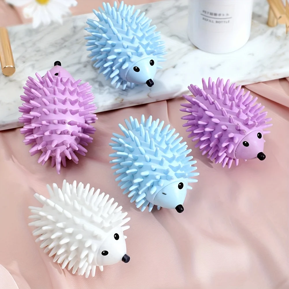 2/4/6 Stück wiederverwendbare Igel-Wäschebälle – niedlicher Anti-Verwirbelungs- und knitterfreier Kunststoffhelfer für Waschmaschinen und Trockner, reinigt sanft Kleidung, zufällige Farben, Wäschezubehör, lustiges Design, langlebiger Kunststoff, strukturierte Oberfläche