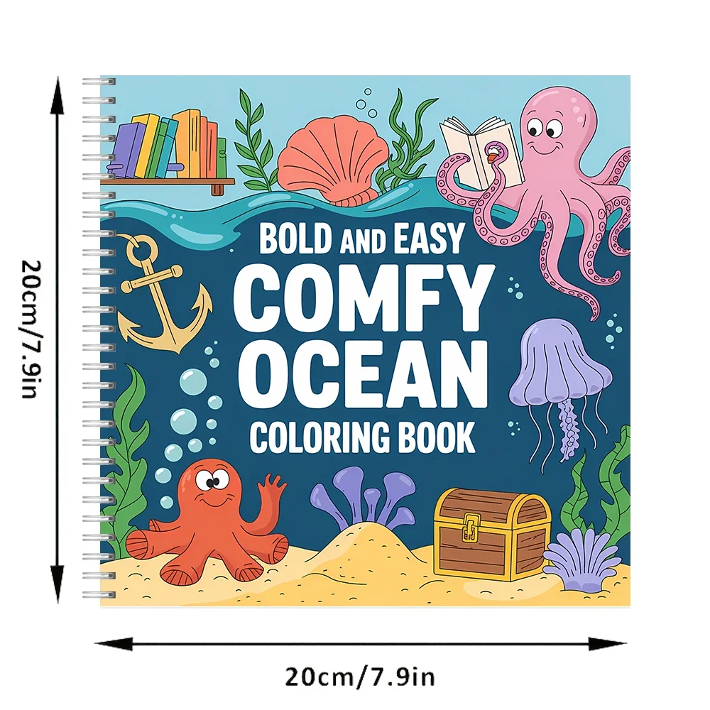 Easy Comfy Ocean Coloring Book for Adult Colouring Book, Birthday Day Gift, Back to School Supplies, Adults Cute Drawing Book