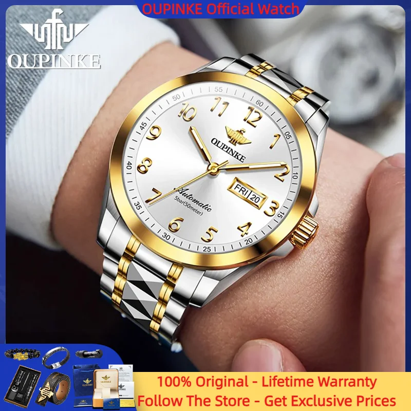 OUPNKE 3228 Men Watch Luxury Imported Movement Men's Mechanical Watch Brand Tungsten Steel Sapphire Mirror Waterproof Men Watch
