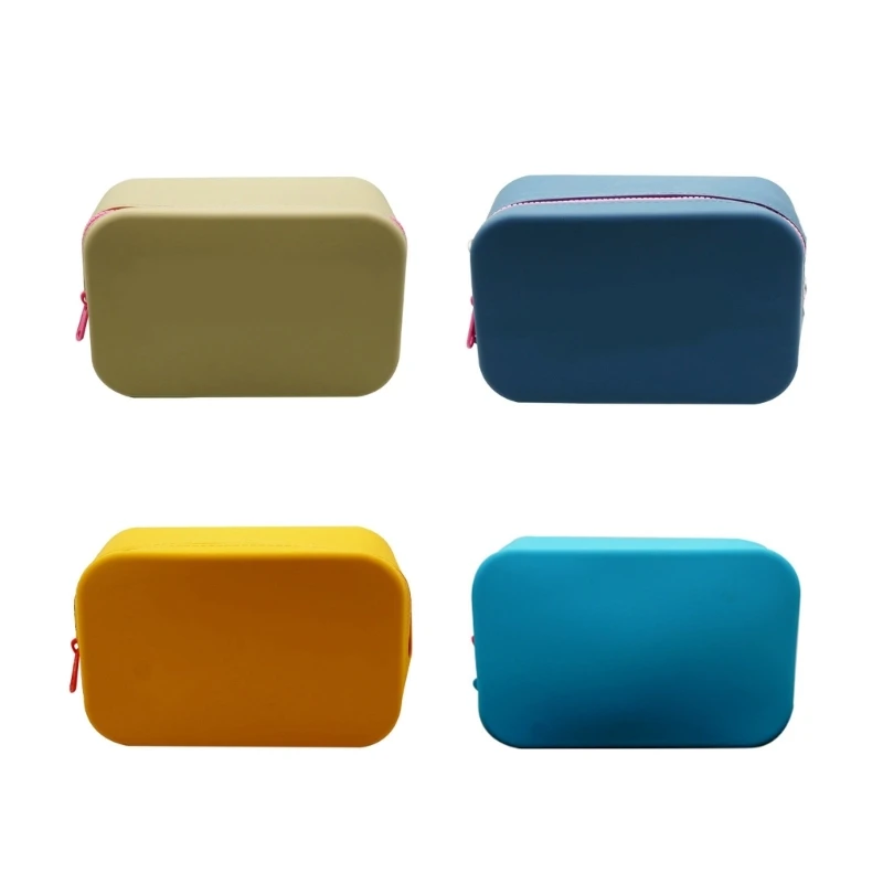 Prácticas bolsas almacenamiento artículos tocador bolsa maquillaje viaje silicona para mujeres y niñas