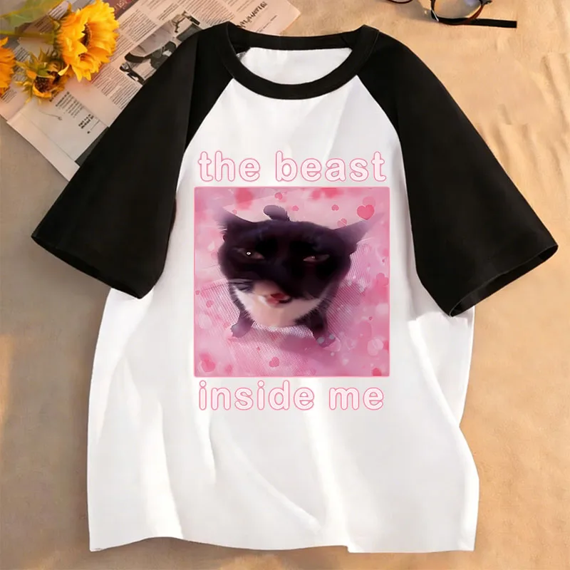 The Beast Inside Me Cat Meme Print T Shirts Cartoon Kids Children's T-shirt Boys Girls Summer Spring Casual Top Tee