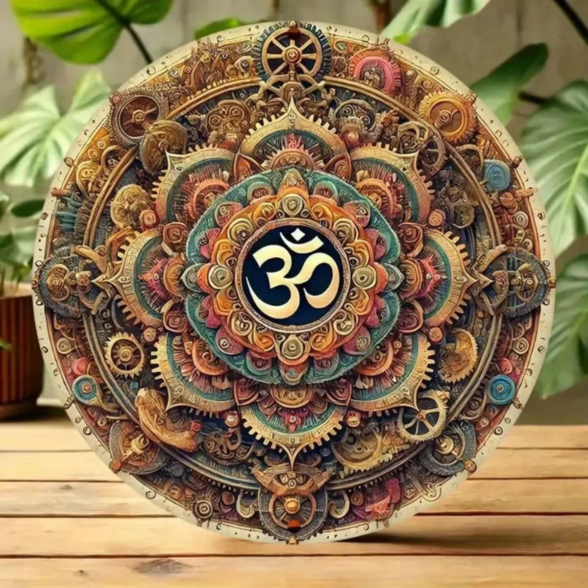 الحد الأدنى 2D شقة "أوم" علامة السنسكريت: لوحة فنية جدارية صامتة للملاحات المنزلية ومساحات التأمل