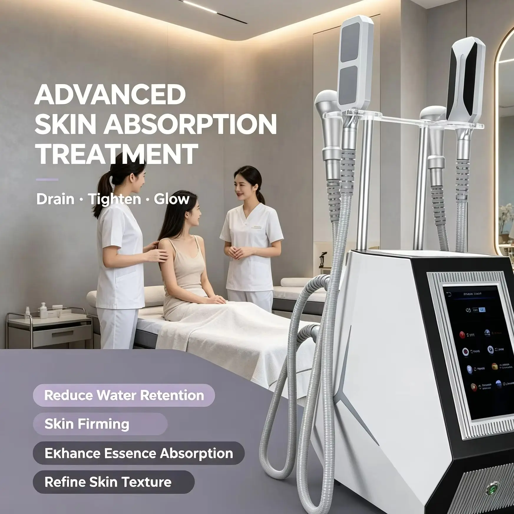 Professional Full Body Salon Spa Beauty Equipment Relieve Body Puffiness Skin Firming Enhance Skincare Serum Absorption  Device