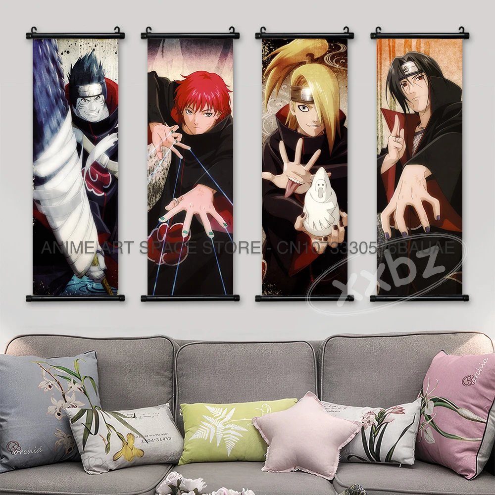 Naruto Hanging Painting Canvas Home Decoration Wall Artwork Hatake Kakashi Scrolls Picture Anime Uchiha Itachi Poster Bar Cafe