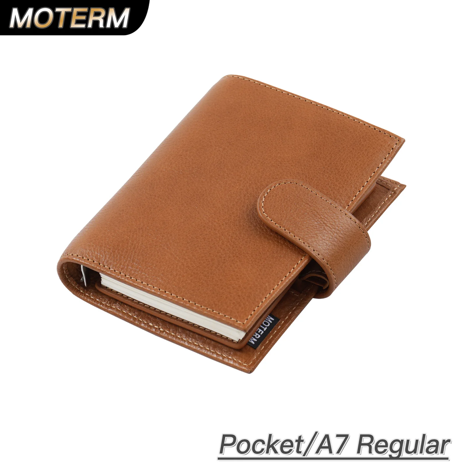 Moterm Full Grain Vegetable Tanned Leather Pocket Size Regular 2.0 Rings Planner A7 Notebook Agenda Organizer Diary Sketchbook