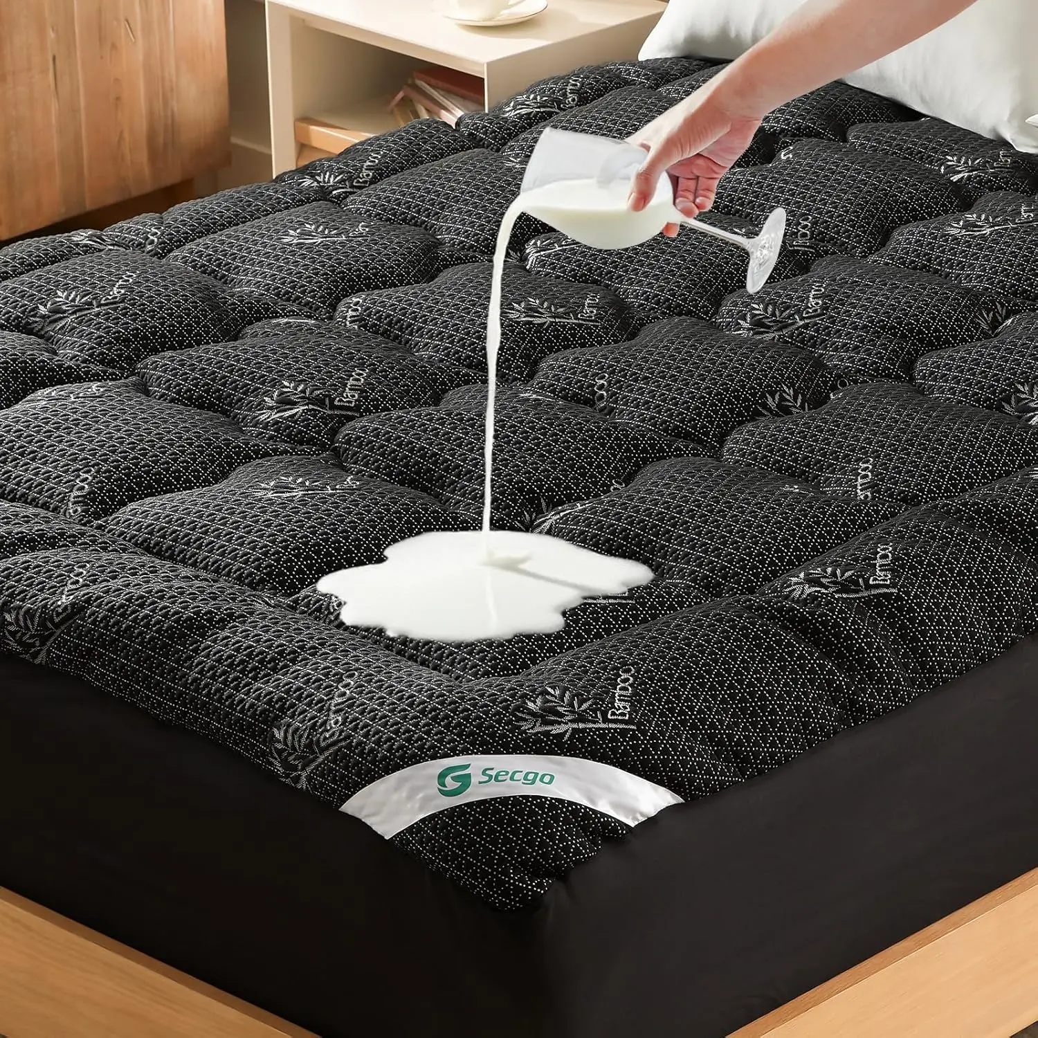 

Premium Waterproof King Mattress Topper, Breathable Pad, Bamboo Rayon Protector, Deep Pocket Cover 8-21 Inches