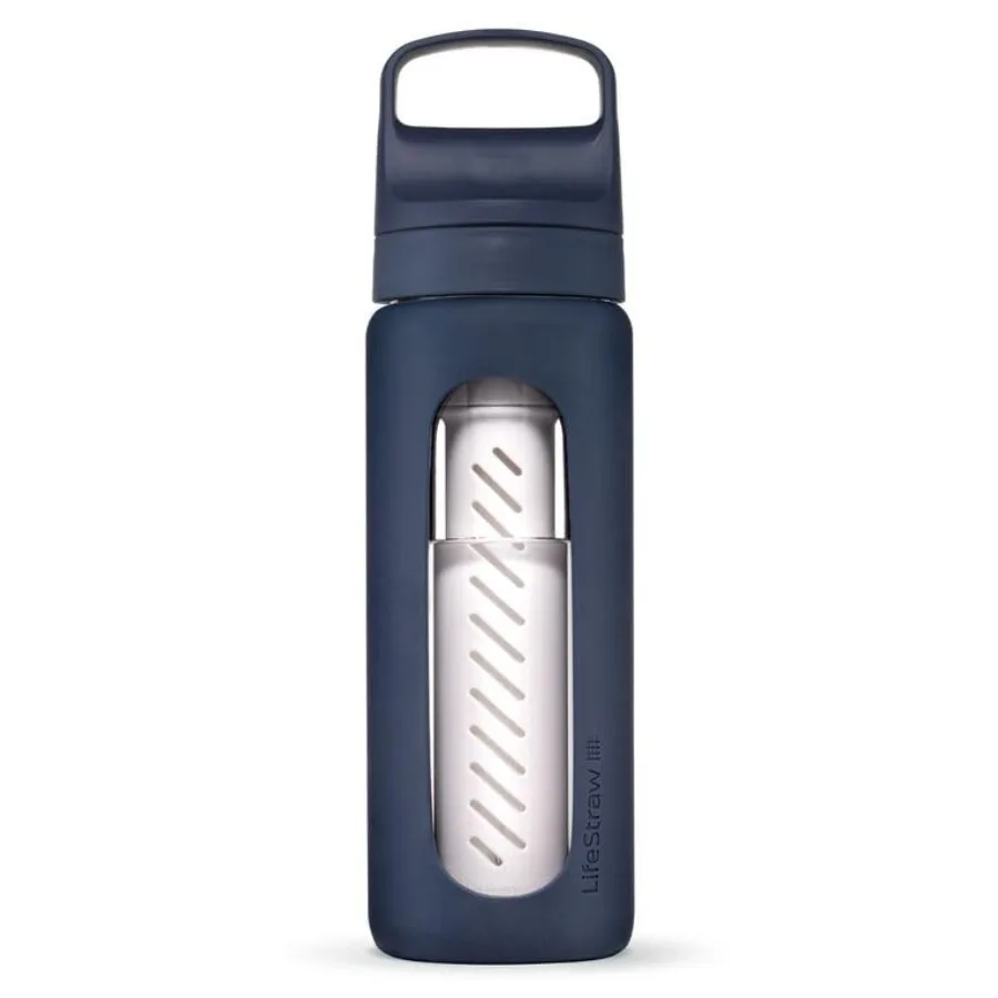 

Go Series Glass Water Filter Bottle Made from Hand-Blown Glass with Silicone Sleeve for Hydration at Home or on-the-go Aegean S