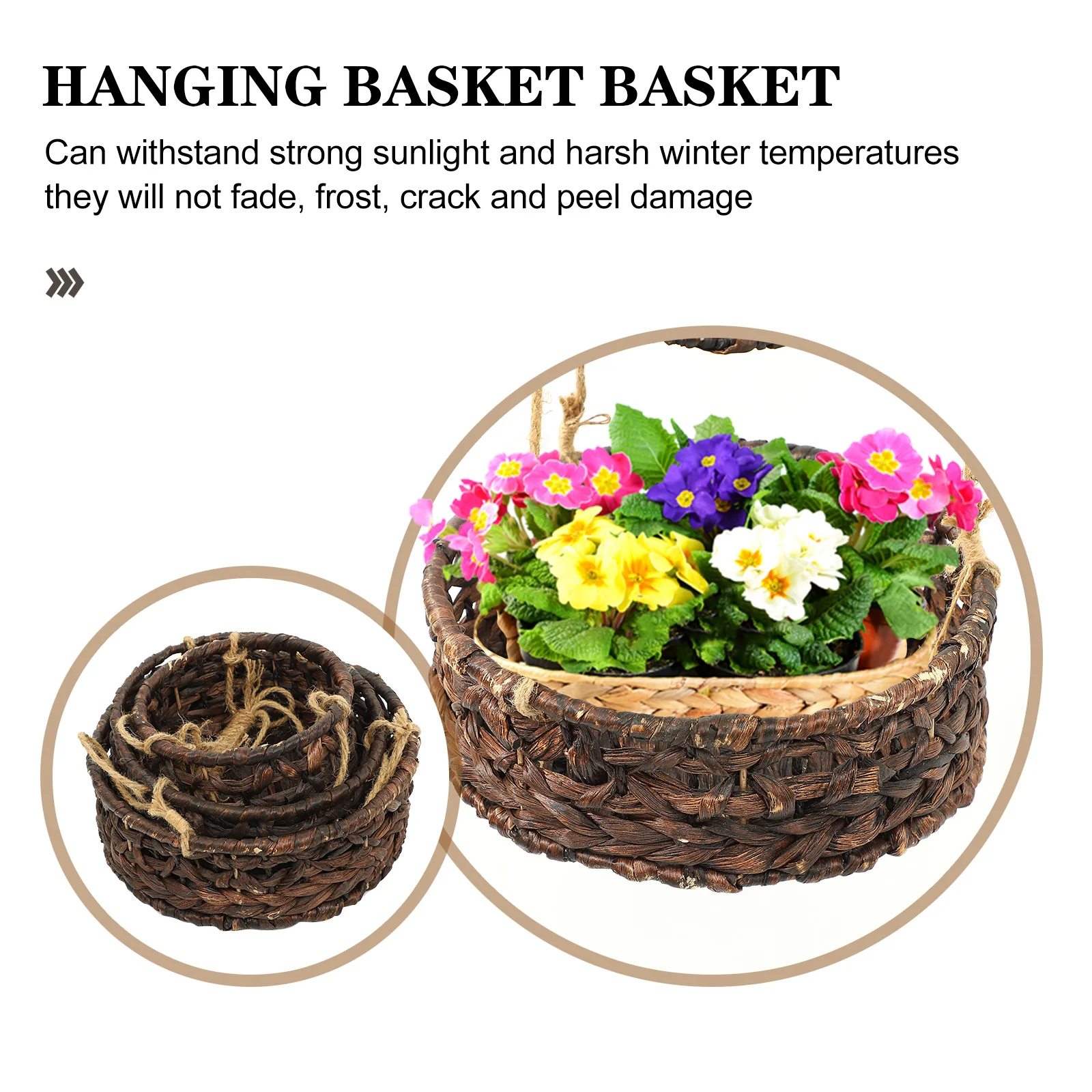 

1Set Hand Woven Plant Basket Weather Resistant Hanging Planter for Home Garden Supplies Woven Hanging Plant Pot