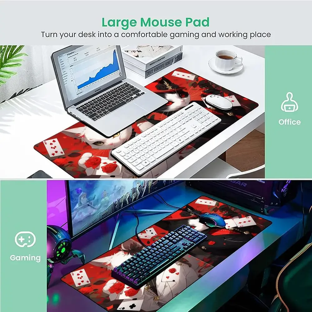 Poker Karte Katze Design Mauspad Schreibtisch Matte Gaming Matten Gummi Anti-Rutsch Langlebig PC Zubehör Tastatur Mauspads Maus Pad Teppich
