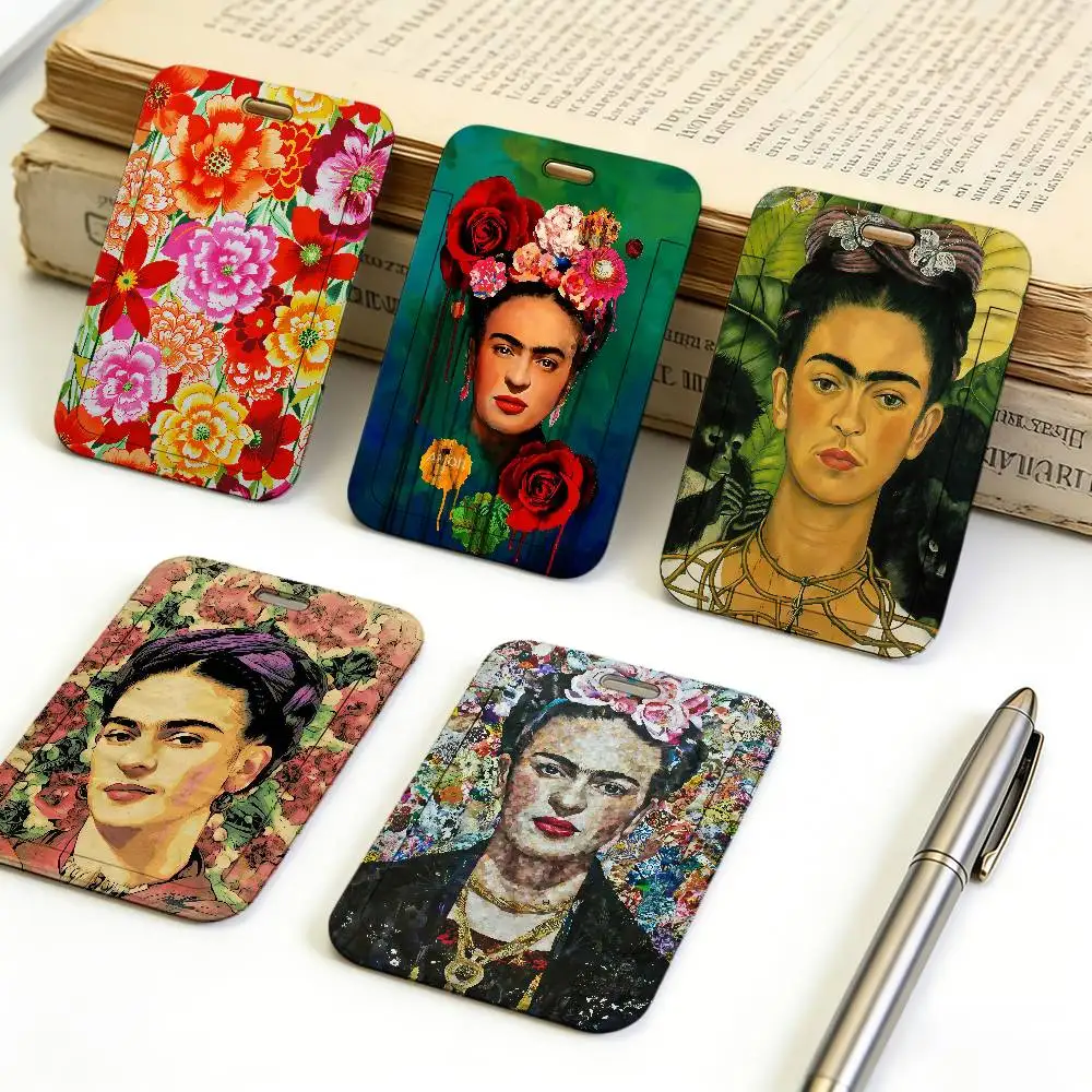 Art F-FridaS-ES Cordão de Pescoço com Capa para Cartão, Porta-Crachá Leve para Cartão de Trabalho, K-KahloS-ES Estojo Durável para Crachá de Identificação para Escritório