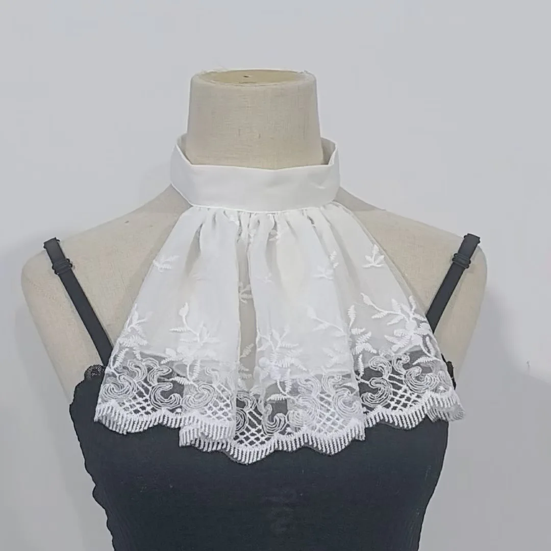 

Women Lace Ruffle collar palace style Lolita fake collar Unisex Detachable Jabot Neckwear