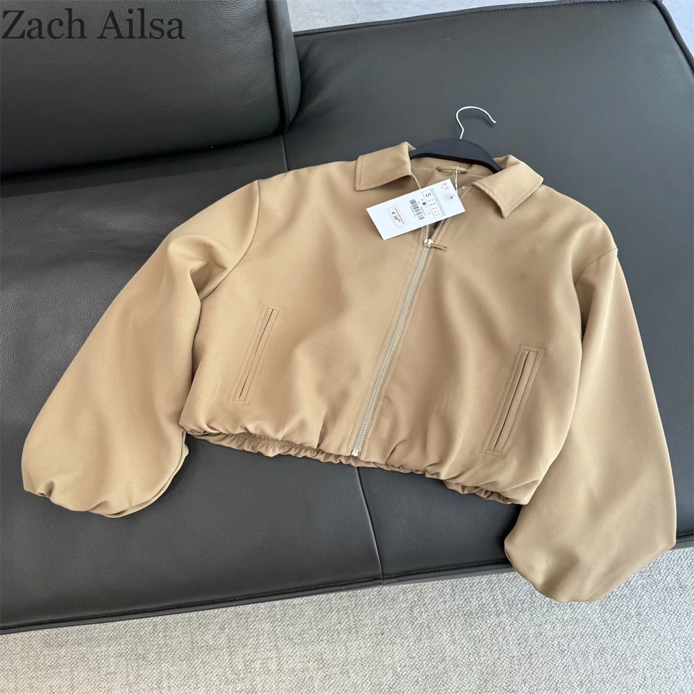 

Быстрая модная женская одежда в европейском и американском стиле, повседневная куртка со свободным воротником на молнии, пышная куртка, куртка