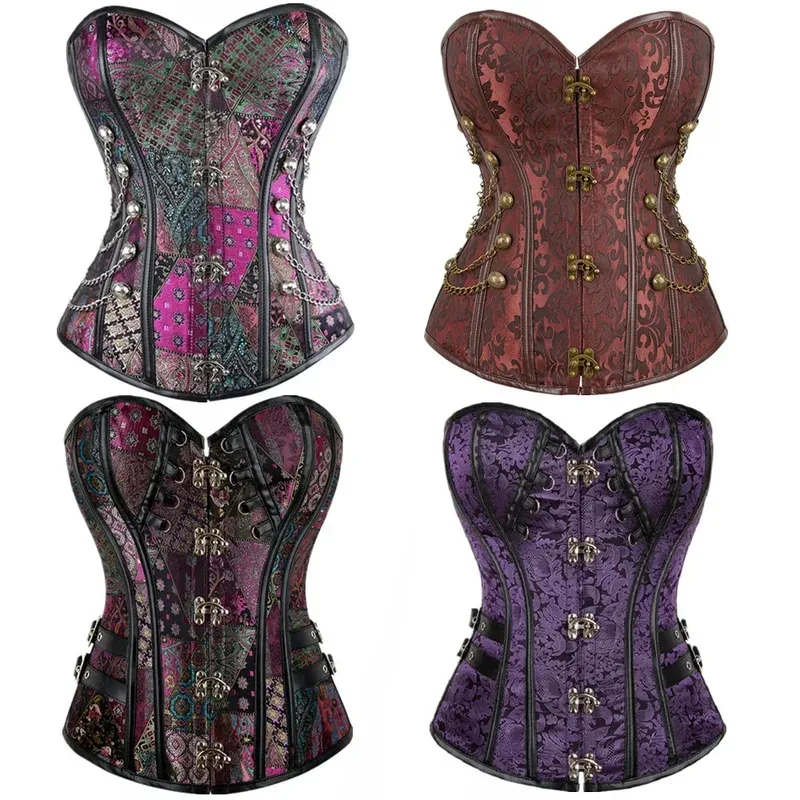 

Steampunk Overbust Corset Retro Gothic Clothing Women Clubwear Bustiyer Corselet