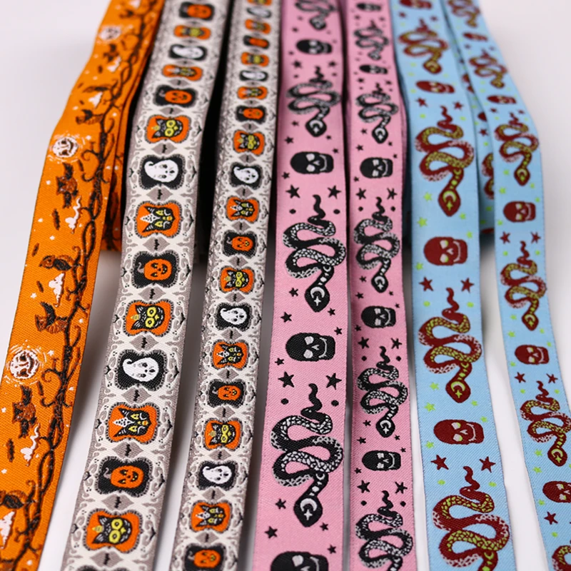 10YARD 7/8 22MM 16MM 2022 New Snake Skull Owl Pumpkin Imp Cartoon Ribbon