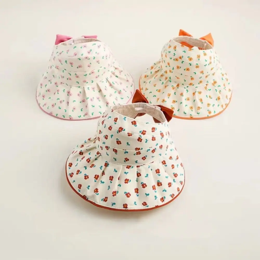 

Мягкая детская панама в корейском стиле с широкими полями, бантом и открытым верхом, солнцезащитная, дышащая, от УФ-излучения, для весны/лета