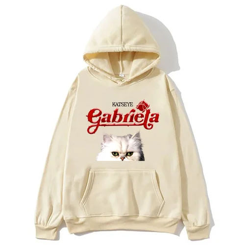 Imagen 2 del producto Kpop Katseye-Sudadera con capucha informal para hombre y mujer, jersey con gráfico de gato Katseye Gabriela, ropa Y2K de manga larga, ropa de calle de gran tamaño a la moda