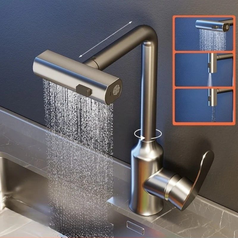 

Смесители для кухонной раковины, выдвижной летающий водопад, смесители для умывальника с холодной и горячей водой, многофункциональные смесители для обустройства дома, YSSLT