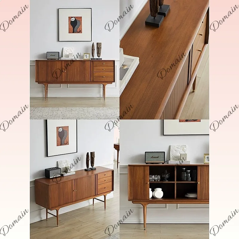 Nordic Luxury Solid Wood Sideboard Vintage Entryway Cabinet Modern Simple Living Room Storage Buffet Bar Cabinet