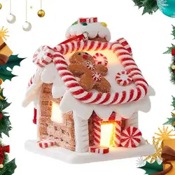 Christmas Gingerbread House Decor Lighted Gingerbread Christmas Tree Decor Soft Clay Fairy Tale Candy House For Door Handle