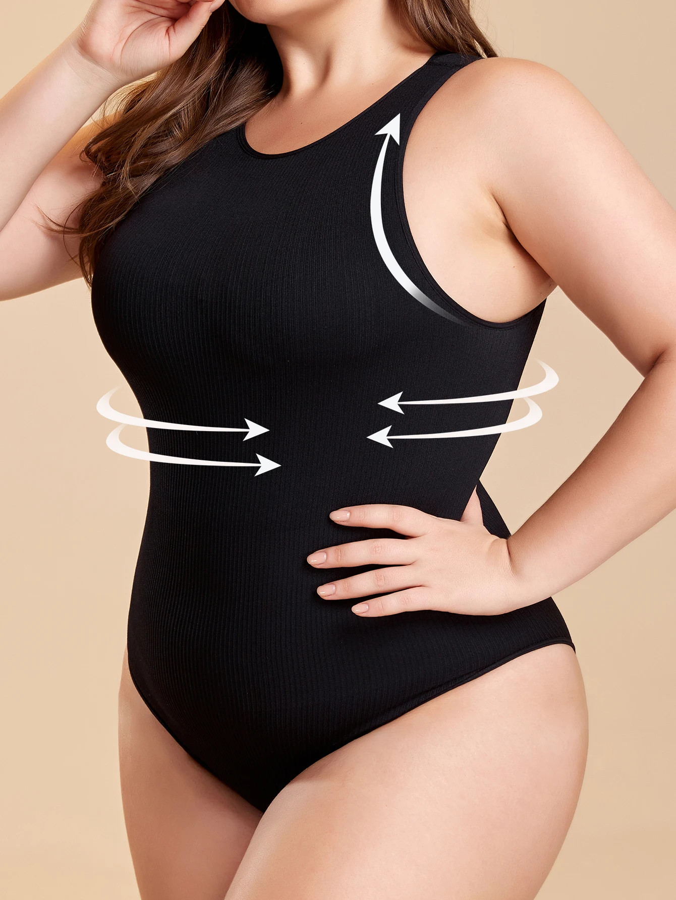 Women\'s large size one-piece Shapewear belly lift hip girdle back elastic comfortable seamless underwear