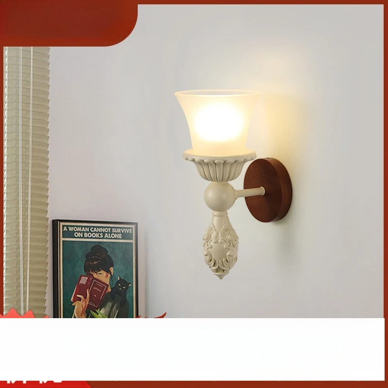 

Cross-border candle wall lamp American retro decoration bedroom bedside living room corridor stairs French light luxury wall lam