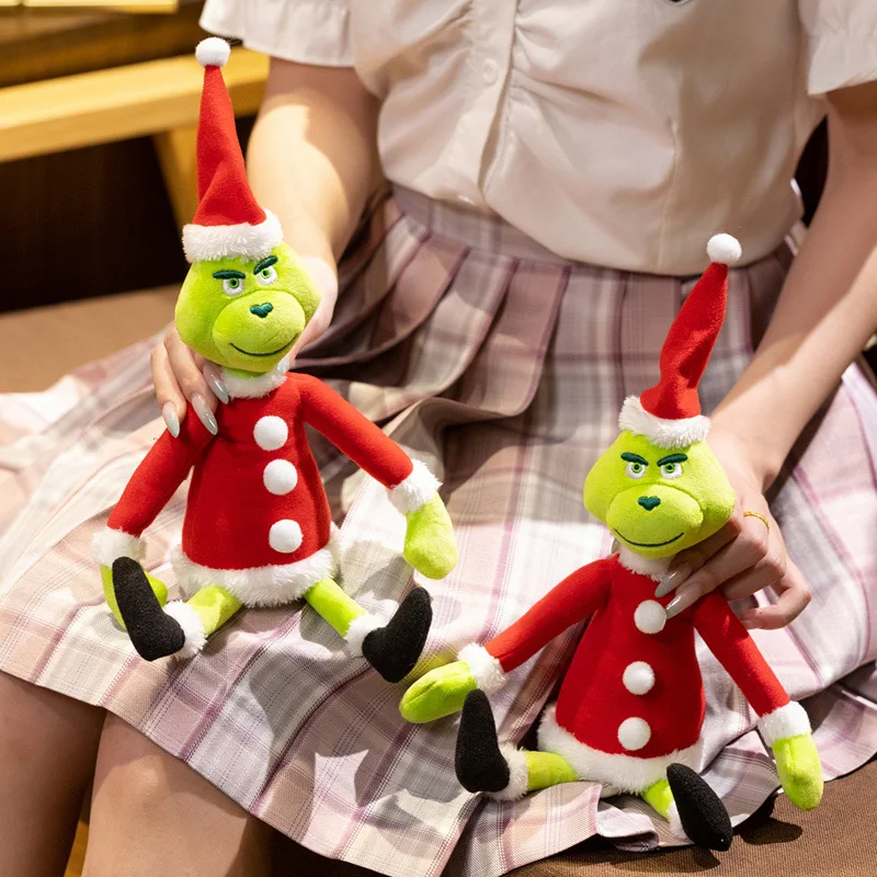 36cm Spezielles Grünes Anime-Weihnachtsmonster Plüschpuppe mit Schlanker Roter Kleidung Lustige Puppe Festtagsgeschenke – Detail 14