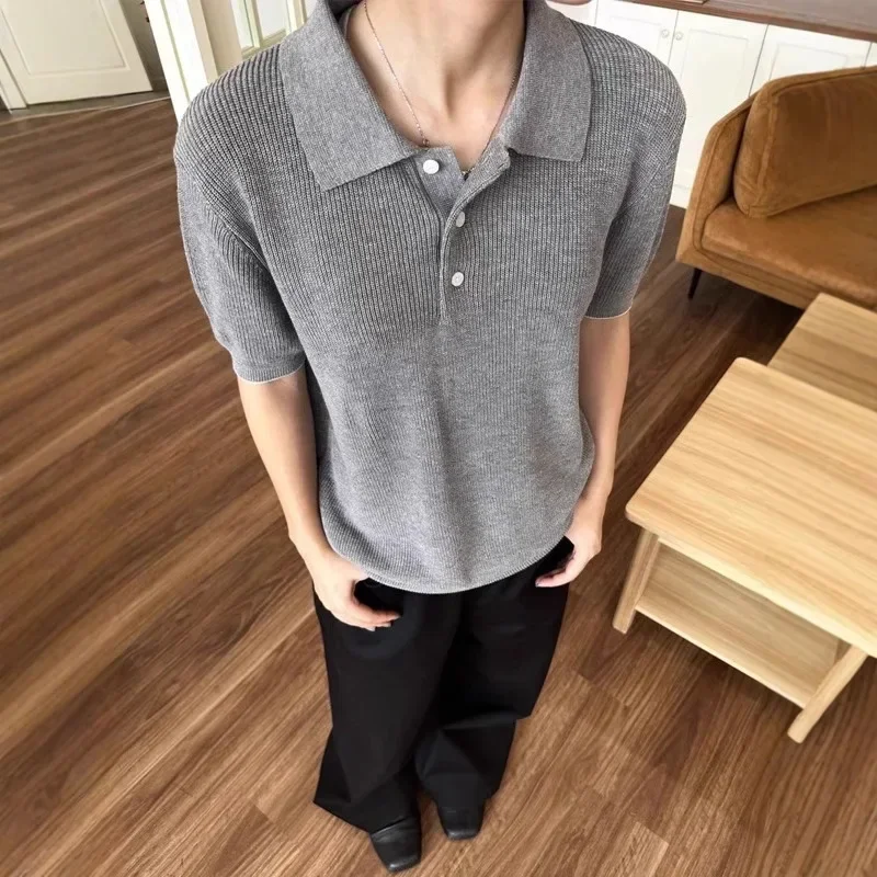 2025 Nuovo lusso estivo in cotone e lino lavorato a maglia floreale Polo a maniche corte per uomo T-shirt girocollo retrò ampia vestibilità comoda