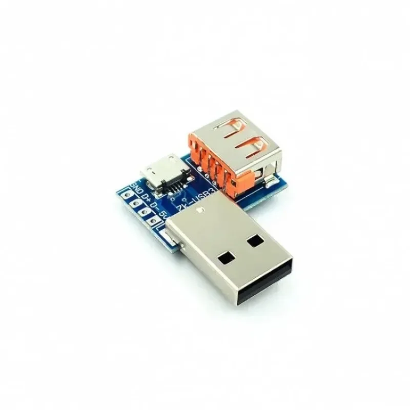 Mini USB A Macho para USB 2.0, 3.0 A Fêmea, Interface de Conector B, 2.54mm DIP PCB Converter, Adaptador Breakout, 5Pcs