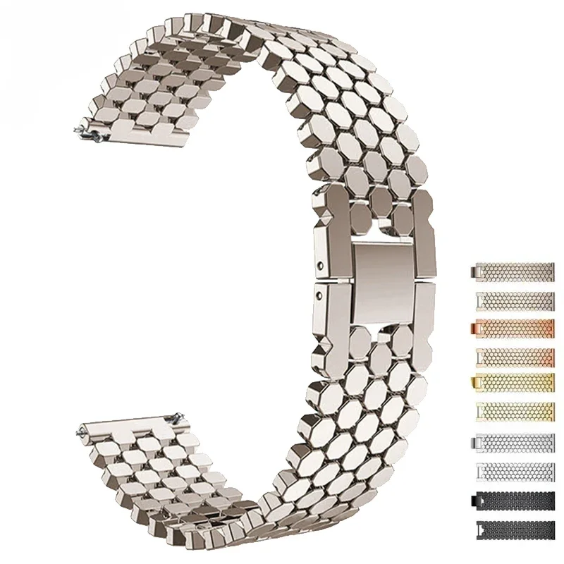 22mm 20mm Stainless Steel Strap for Samsung Galaxy Watch 3 45mm Band Gear S3 Active 2 for Huawei Watch Bracelet For Amazfit Belt