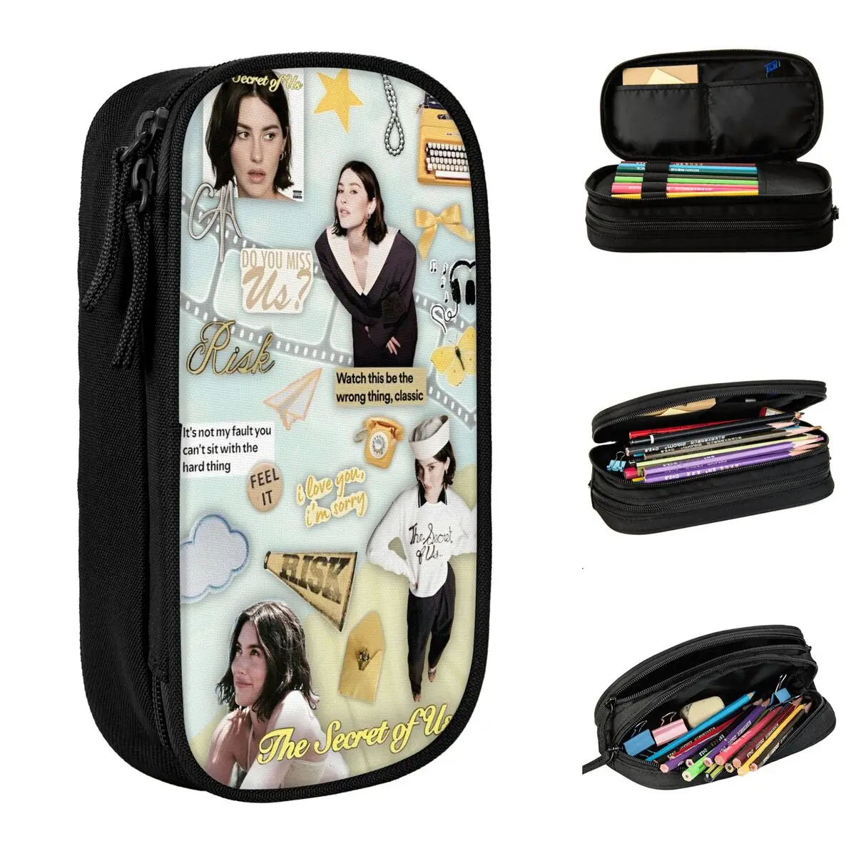 

Large Capacity Pen Box Gracie Abrams The Secret Of Us Office Double Layer Pencil Case Stationery Girl Makeup Bags Birthday Gift