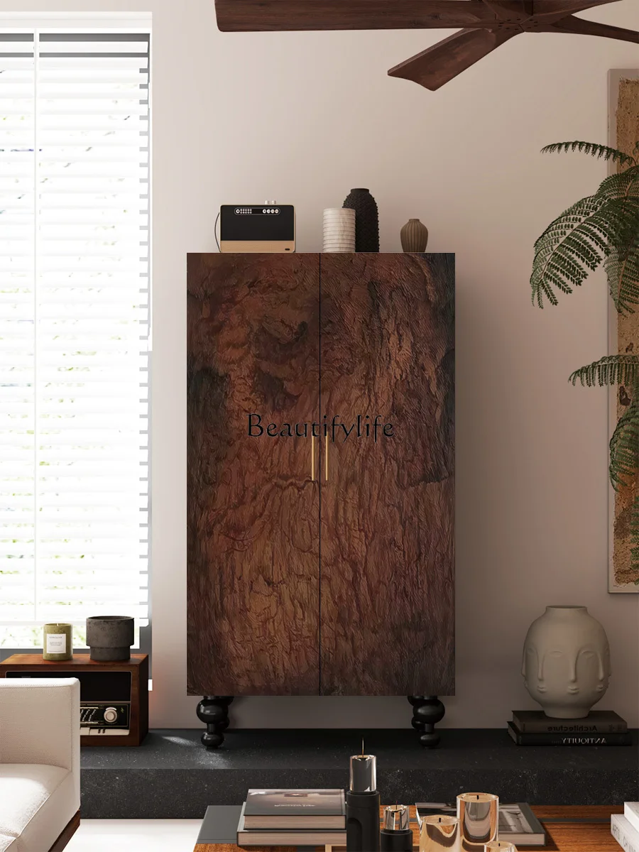 French retro solid wood wardrobe, wall locker in the home cloakroom