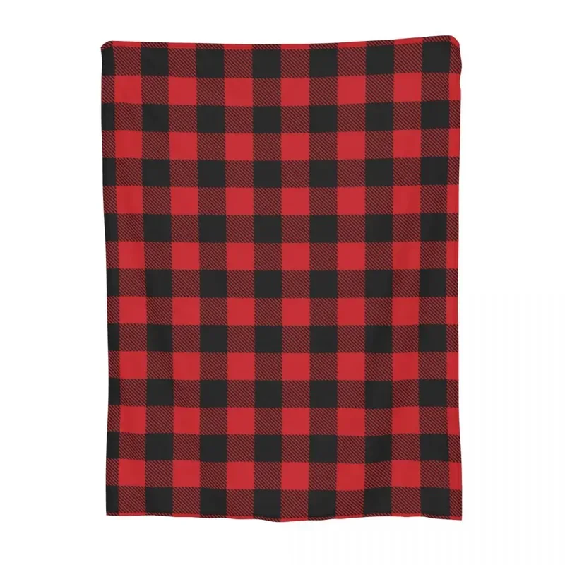 Christmas Tartan Plaid Pattern Black Red Buffalo Merch Blankets Fleece Sofa Scottish Cage Lumberjack Check Throw Blanket@0￥