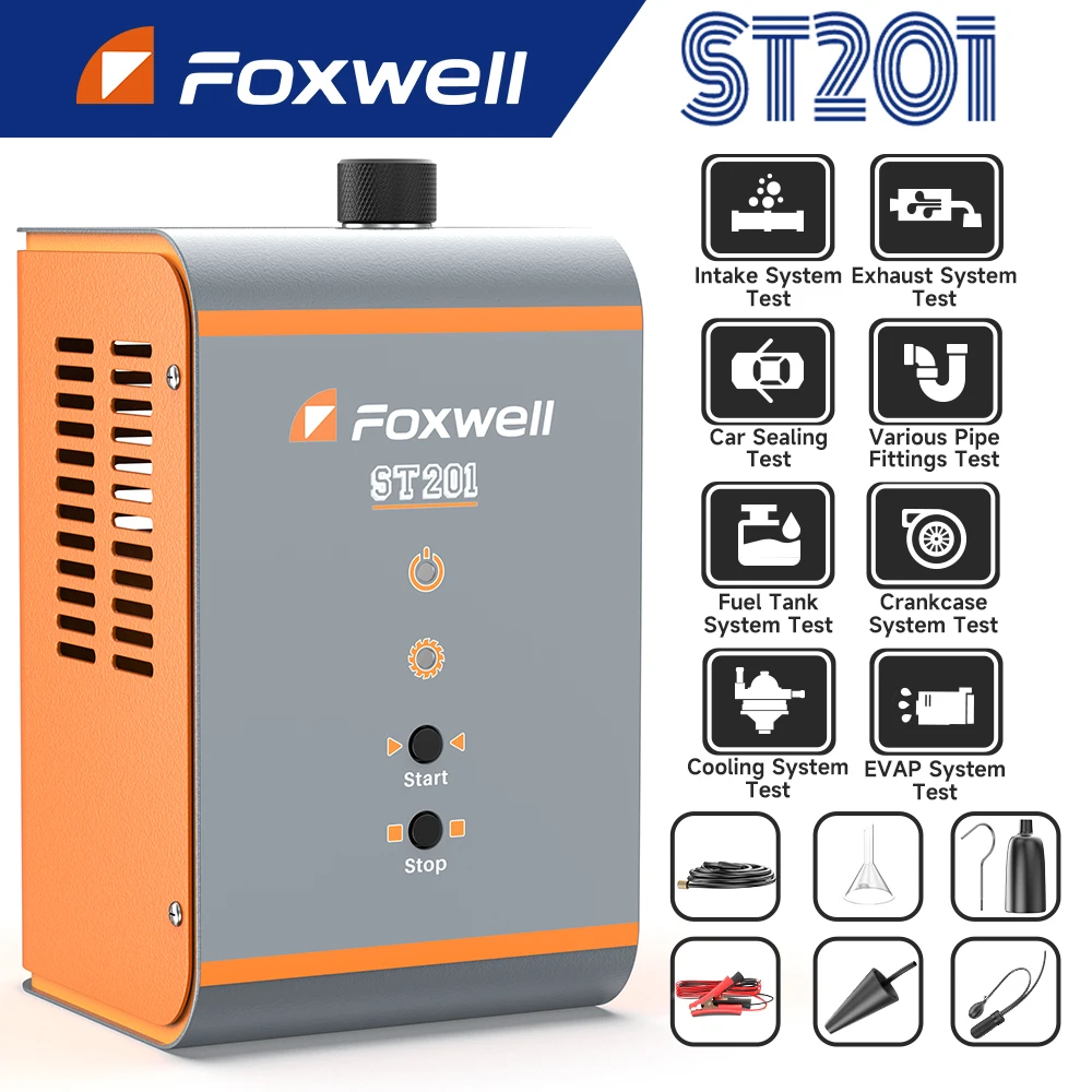

FOXWELL ST201 Car Smoke Leak EVAP Leak Tester Machine 12V Fuel Pipe Oil Gas Leakage Locator smoke generator Auto Diagnostic Tool