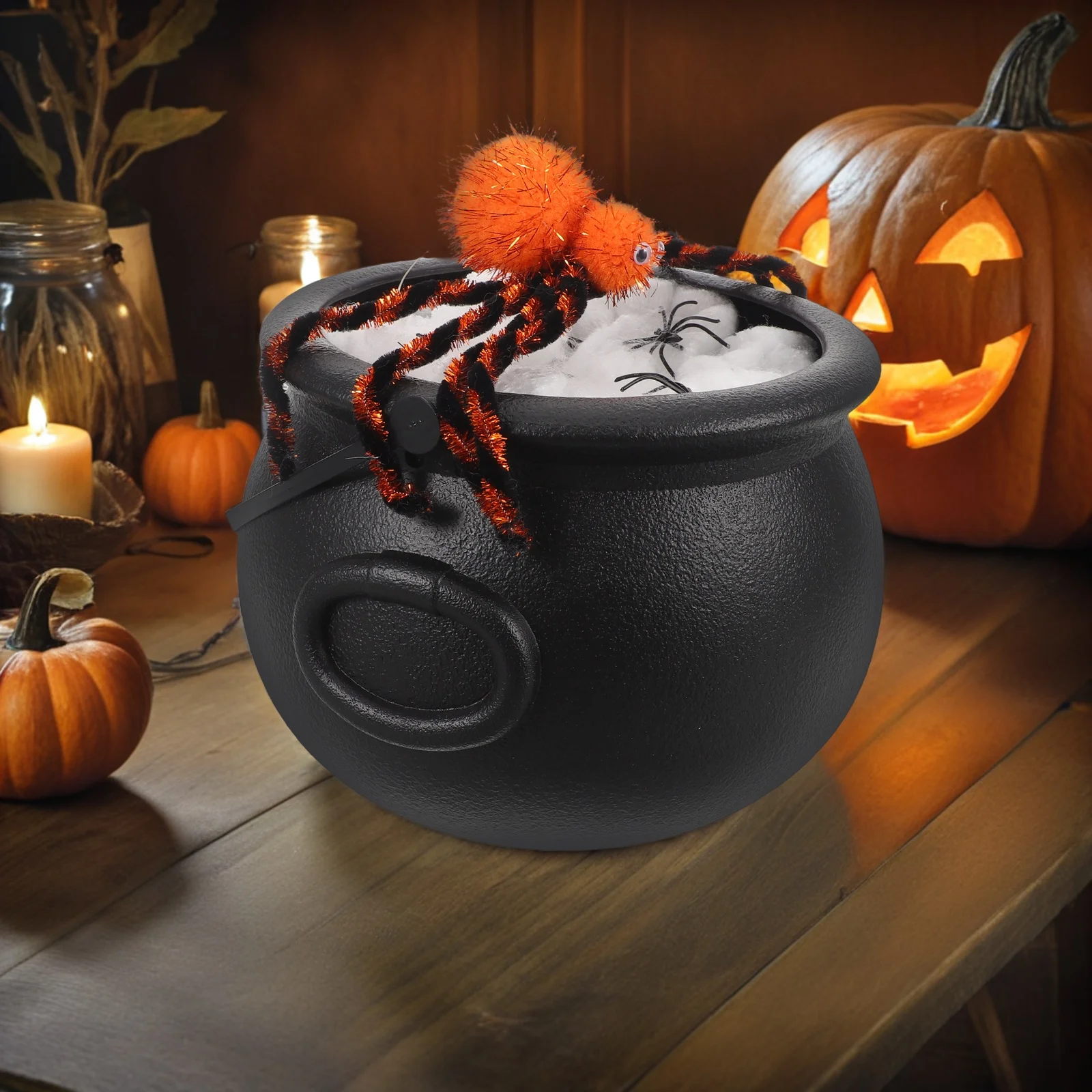 1세트 조명이 있는 가마솥 장식 할로윈 장식 조명, 발광 효과, 방수 휴대용 마녀 냄비, 가정 및 상업용
