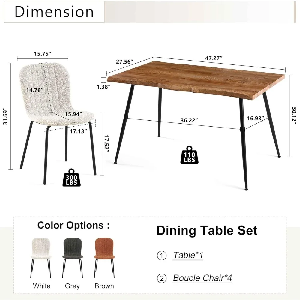 طقم طاولة طعام مستطيلة مع كراسي منجدة - طقم طاولة وكراسي مطبخ حديثة من بوكل مكون من 4 قطع للمساحات الصغيرة