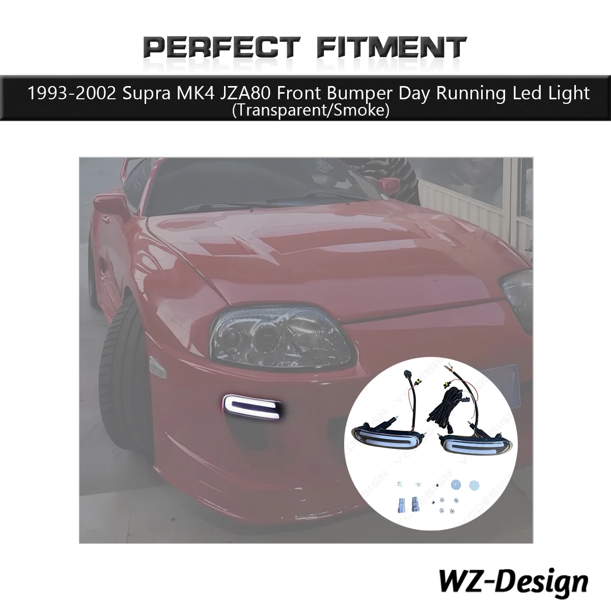 Fiberglass Front Bumper Day Running LED Light Fit For 1993-2002 Supra MK4 JZA80 Front Fascia Lamp