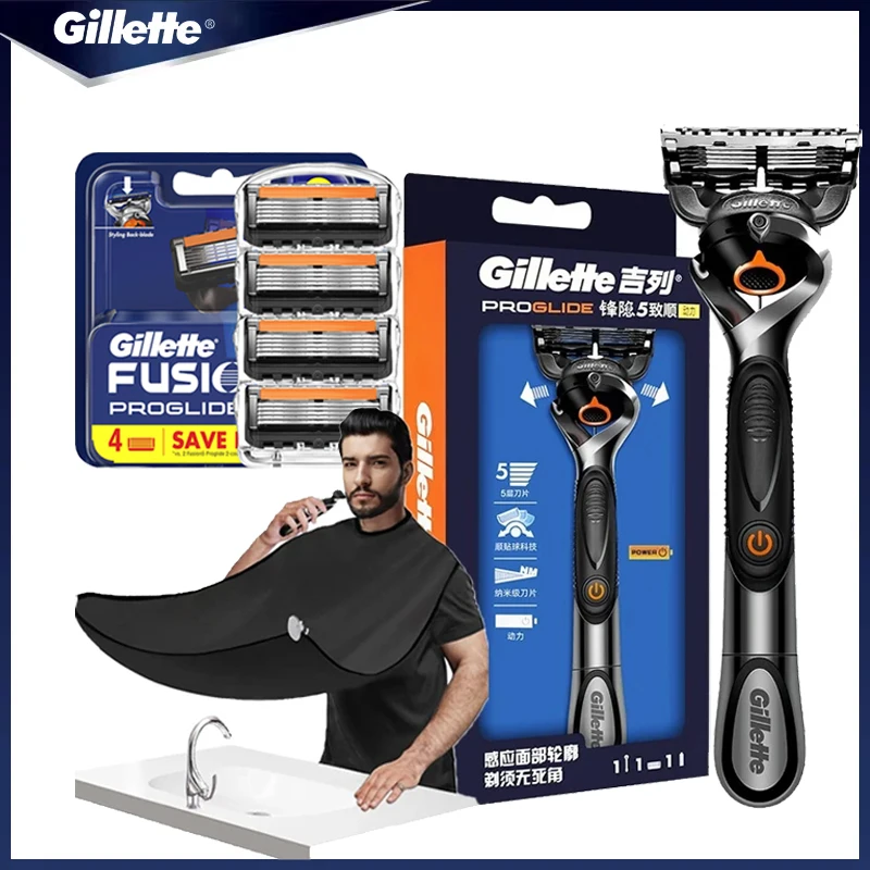 Gillette Fusion ProGlide Power Rasierer, Rasierer, 5-lagige Klingen,  männliches Gesicht, Bart, Haarschneider, Herrenrasierer, Original